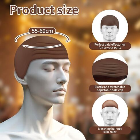 6 Pieces Halloween Speaker Costume Include Brown Bald Cap Extended Microphone Mustache Eyebrows and Wig Hair Net for Men Women Adults Cosplay Costume and Masquerade in Saudi Arabia