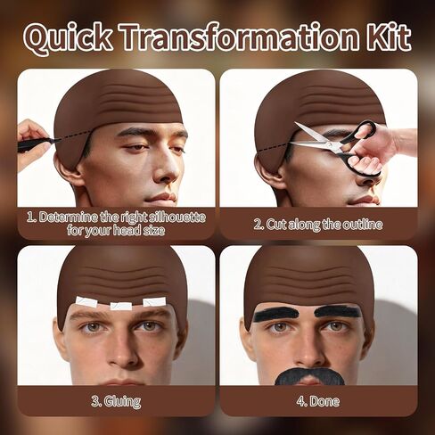 6 Pieces Halloween Speaker Costume Include Brown Bald Cap Extended Microphone Mustache Eyebrows and Wig Hair Net for Men Women Adults Cosplay Costume and Masquerade in Saudi Arabia