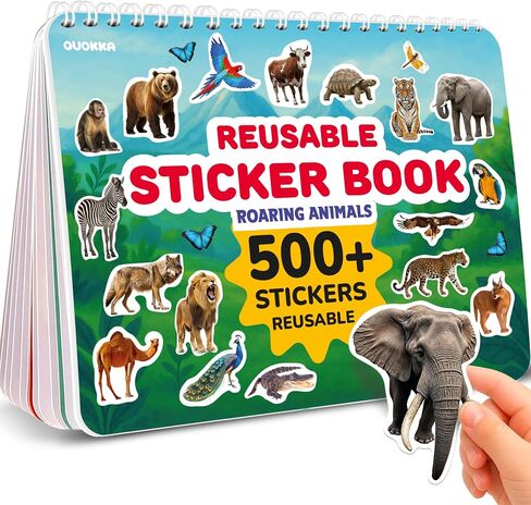 QUOKKA Sticker Book for Kids Ages 3-5 Wild Animals – Toddler Activity Book, Draw and Stick Creative Workbook with 500+ Stickers, Create Your Own Scenes for Travel Quiet Time Play in Saudi Arabia