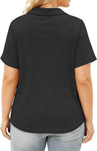 DOLNINE Plus Size Polo Shirts for Women V Neck Collared Shirt Casual Short Sleeve Tops Summer Loose Fit Dressy Tunic Blouses in Kuwait
