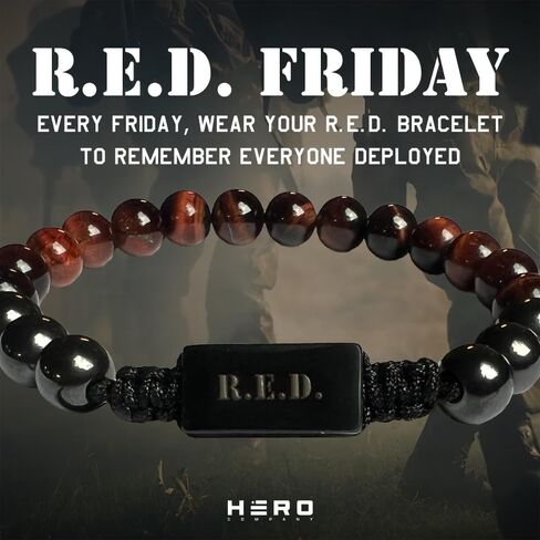Hero Company R.E.D. Tiger’s Eye and Titanium Magnetic Bead Bracelet for Father's Day - Helps Pair Veterans With A Service Dog in Saudi Arabia