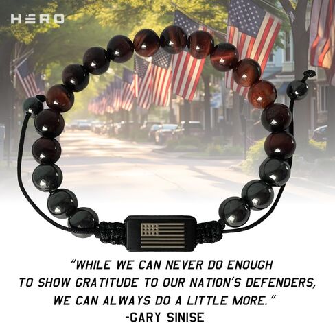 Hero Company R.E.D. Tiger’s Eye and Titanium Magnetic Bead Bracelet for Father's Day - Helps Pair Veterans With A Service Dog in Saudi Arabia