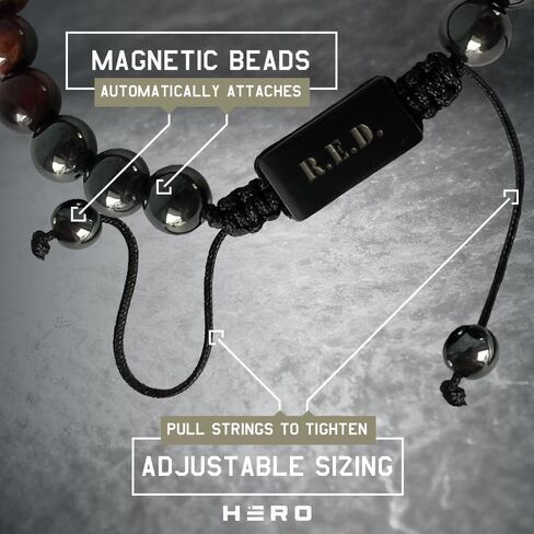 Hero Company R.E.D. Tiger’s Eye and Titanium Magnetic Bead Bracelet for Father's Day - Helps Pair Veterans With A Service Dog in Saudi Arabia