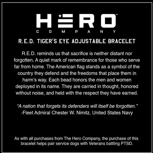 Hero Company R.E.D. Tiger’s Eye and Titanium Magnetic Bead Bracelet for Father's Day - Helps Pair Veterans With A Service Dog in Saudi Arabia