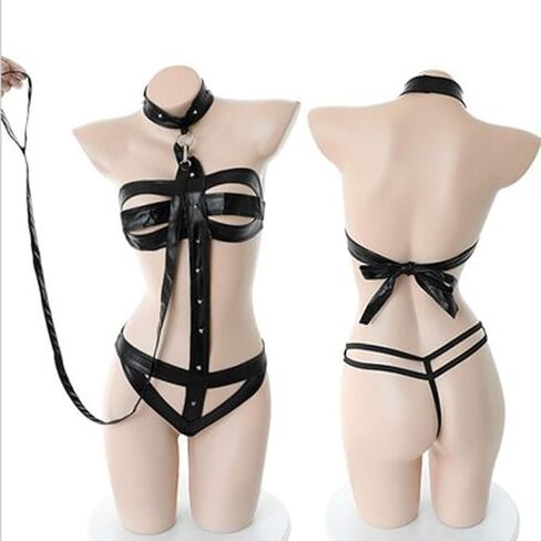 Women's Sexy Cosplay Lingerie Set Ruffle Babydoll Teddy Outfit - 3-Piece Bra and Panty Nightie with Choker in Kuwait