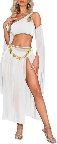 ShawGobow Womens Belly Dancer Outfit,Sheer High Slit Skirt Exotic Dancewear,Sexy 5 Piece Geine Costume Rave Halloween in Kuwait