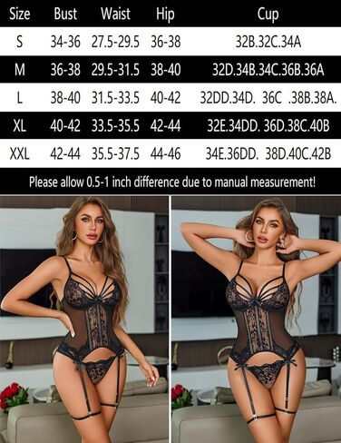 Avidlove Women Sexy Underwire Lingerie Set Lace Garter Teddy Strappy Cutout Bodysuit Sheer Mesh Exotic Nightwear in Kuwait