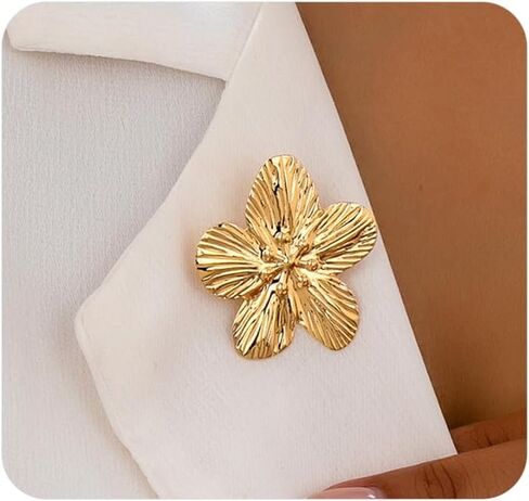 Gold Flower Brooch Pin for Women,Vintage Floral Lapel Pin for Dress Suit Shirt Clothes,Dainty Flower Jewelry Accessories in Kuwait
