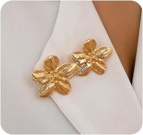 Gold Flower Brooch Pin for Women,Vintage Floral Lapel Pin for Dress Suit Shirt Clothes,Dainty Flower Jewelry Accessories in Kuwait