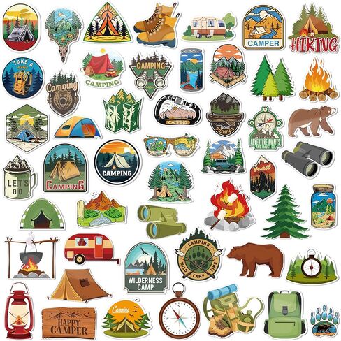 100 Pcs Camping Pins Funny Outdoors Camp Adventure Brooch Pins Lapel Pin for Camping Adventure Birthday Party Decorations Gift Hat Jacket Clothes Backpacks Decor Accessories in Kuwait