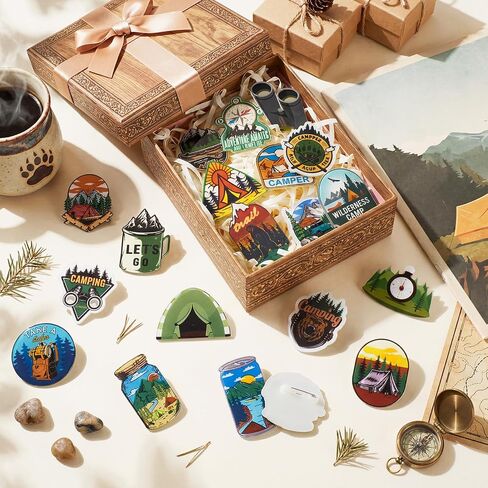 100 Pcs Camping Pins Funny Outdoors Camp Adventure Brooch Pins Lapel Pin for Camping Adventure Birthday Party Decorations Gift Hat Jacket Clothes Backpacks Decor Accessories in Kuwait