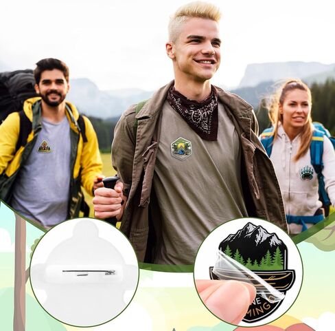 100 Pcs Camping Pins Funny Outdoors Camp Adventure Brooch Pins Lapel Pin for Camping Adventure Birthday Party Decorations Gift Hat Jacket Clothes Backpacks Decor Accessories in Kuwait