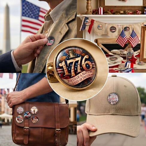 America 250 Merchandise Lapel Pins, 10/20 Pack Vintage 250th Anniversary USA Commemorative Pins 1776-2026 with Story Cards and Gift Bags, Patriotic July 4th Keepsakes for Veterans, Teachers, History Buffs and Families in Saudi Arabia