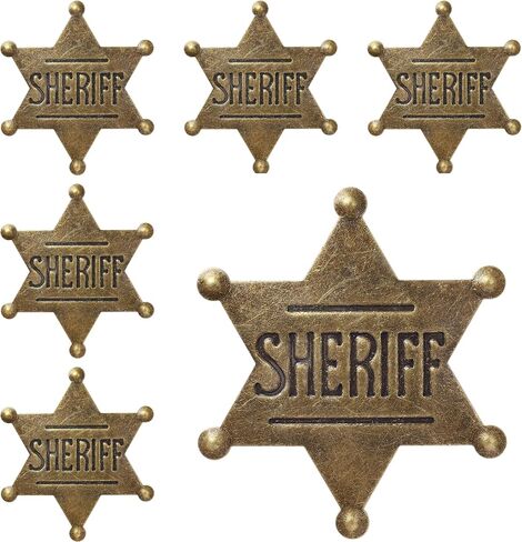 Tichso 6/12/24/48 Pieces Vintage Bronze color American Large Sheriff Deputy Badge Brooch Western Police Sheriff Deputy Pin Suitable Party Costumes Cosplay Brooches Pins Cowboy School Carnival Prizes Halloween Decorations bulk in Kuwait
