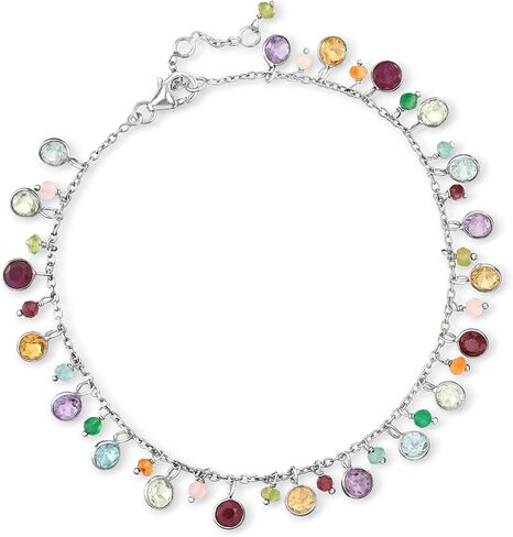 Ross-Simons 12.70 ct. t.w. Multi-Gemstone Drop Anklet in Sterling Silver. 9 inches in Kuwait