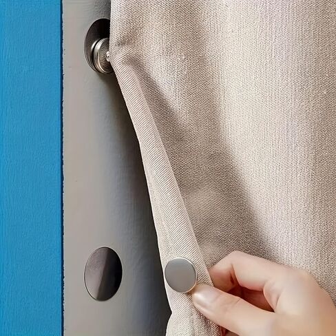 8PCS Magnetic Curtain Clips, Strong Metal Magnetic Snap Buttons for Curtains, Light Blocking Curtain Closures, No Drill Window Privacy Clips for Home Bathroom Kitchen (8PCS) in Kuwait