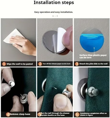 8PCS Magnetic Curtain Clips, Strong Metal Magnetic Snap Buttons for Curtains, Light Blocking Curtain Closures, No Drill Window Privacy Clips for Home Bathroom Kitchen (8PCS) in Kuwait