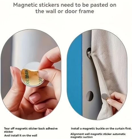 8PCS Magnetic Curtain Clips, Strong Metal Magnetic Snap Buttons for Curtains, Light Blocking Curtain Closures, No Drill Window Privacy Clips for Home Bathroom Kitchen (8PCS) in Kuwait