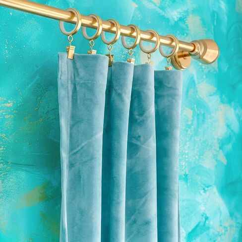Novabright 24 Pack Luxury Curtain Rings 2 Inch Smooth Slide Curtain Rings 1-5/8 Inch Inside Diameter with Smooth, Quiet Nylon Inserts and Clips (Gold) in Kuwait