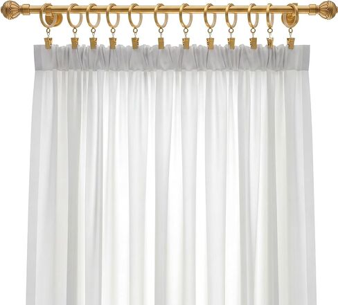 Novabright 24 Pack Luxury Curtain Rings 2 Inch Smooth Slide Curtain Rings 1-5/8 Inch Inside Diameter with Smooth, Quiet Nylon Inserts and Clips (Gold) in Kuwait