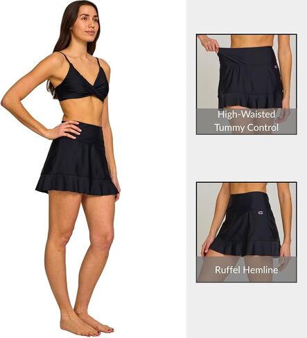 Champion Swim Skirt for Women with Inner Shorts Liner – High Waisted Tummy Control Skort Quick Dry Bathing Suit Bottom in Saudi Arabia