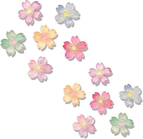 12pcs Luminous Sakura Cherry Blossoms Flower Shoe Charms for Shoes, DIY Glow in Dark Sandals Slipper Decoration Accessories Buckle Pins for Girls Favor Gifts in Saudi Arabia