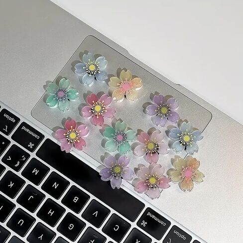 12pcs Luminous Sakura Cherry Blossoms Flower Shoe Charms for Shoes, DIY Glow in Dark Sandals Slipper Decoration Accessories Buckle Pins for Girls Favor Gifts in Saudi Arabia