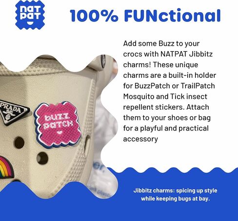 NATPAT Trail Patch Tick Repellent Stickers for Kids + Shoe Charm Holder - Attach Sticker to Shoe Charm for Fun and Functional Tick Protection in Saudi Arabia