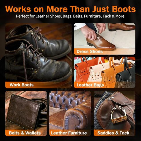 GleamGlee Leather Boot Care Kit, Leather Cleaner & Conditioner with Saddle Soap, Mink Oil, Waterproofing Wax, Horsehair Brushes & Cloths for Cowboy Boots, Work Boots, Shoes & Tack, 10 PCS in Saudi Arabia
