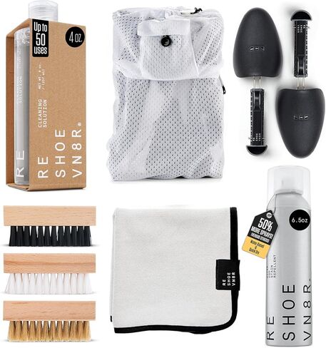 RESHOEVN8R Shoe Cleaner Kit & Shoe Protector Spray Bundle – Sneaker Cleaning Solution Waterproof Rain & Stain Protection Spray for Mesh, Canvas, Suede, Knit & Leather Shoes in Saudi Arabia
