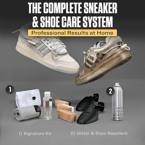 RESHOEVN8R Shoe Cleaner Kit & Shoe Protector Spray Bundle – Sneaker Cleaning Solution Waterproof Rain & Stain Protection Spray for Mesh, Canvas, Suede, Knit & Leather Shoes in Saudi Arabia