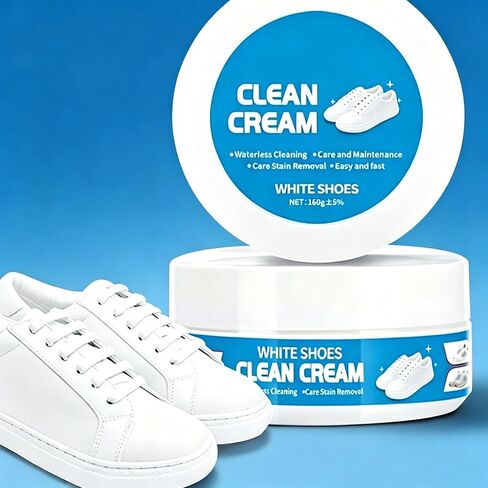 White Shoe Cleaner Cream, Multipurpose No-Wash Solid Cleaning Paste with Sponge, Removes Stains & Dirt, White Shoes Clean Cream for Leather Sneakers Soles Canvas(2Pcs) in Saudi Arabia