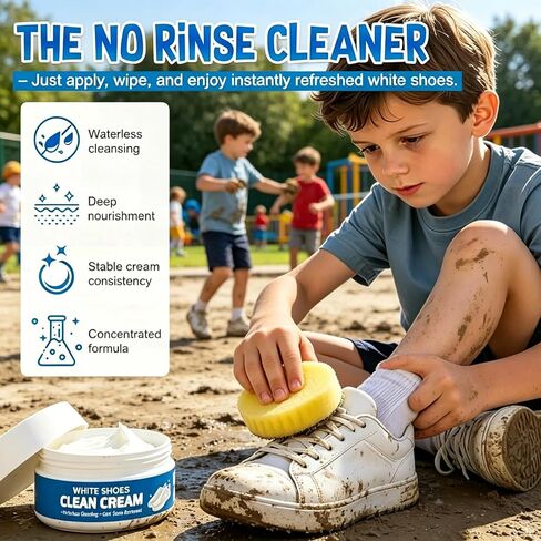 White Shoe Cleaner Cream, Multipurpose No-Wash Solid Cleaning Paste with Sponge, Removes Stains & Dirt, White Shoes Clean Cream for Leather Sneakers Soles Canvas(2Pcs) in Saudi Arabia