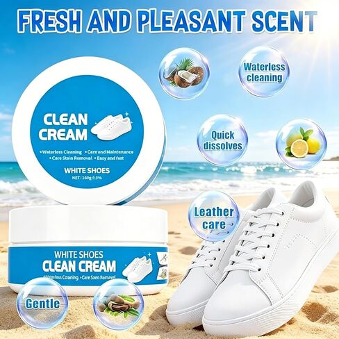 White Shoe Cleaner Cream, Multipurpose No-Wash Solid Cleaning Paste with Sponge, Removes Stains & Dirt, White Shoes Clean Cream for Leather Sneakers Soles Canvas(2Pcs) in Saudi Arabia
