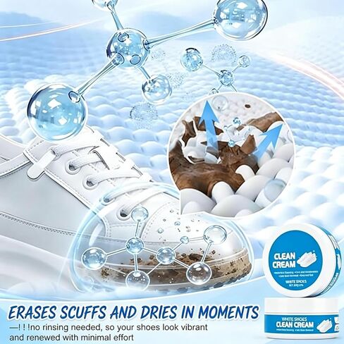 White Shoe Cleaner Cream, Multipurpose No-Wash Solid Cleaning Paste with Sponge, Removes Stains & Dirt, White Shoes Clean Cream for Leather Sneakers Soles Canvas(2Pcs) in Saudi Arabia