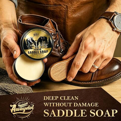 Leather Boot Care Kit – Mink Oil,Saddle Soap for Leather, Applicators & Sponge,Flannel bag – Leather Care Kit,Boot Cleaning Kit,Leather Shoe Care Kit for Cowboy Boots,Work Boots,Shoes in Saudi Arabia