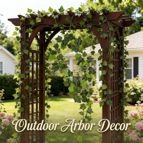 2Pack 14Ft Flame Retardant Artificial Grape Leaves Flexible Fake Green Plants Vines Ivy Garland Wreath Silk Hanging Rattan Bedroom Wedding Party Garden Wall Table Front Door Ceiling Decor (Grape) in Kuwait
