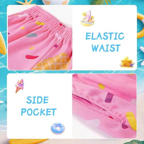 Boys Ice Cream Mesh Shorts, Quick Dry Elastic Waist Baseball Athletic Shorts with Side Pockets for Toddler Kids 2-14 Years in Kuwait