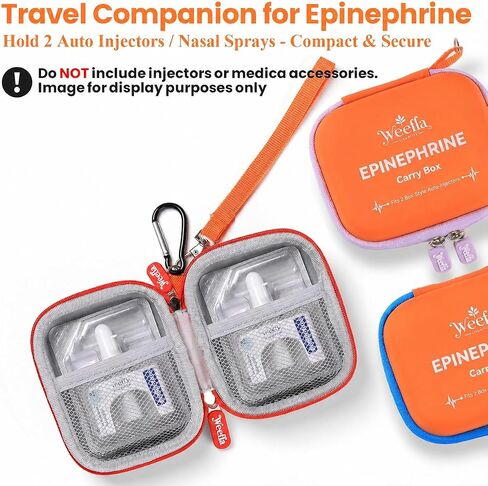 Protective Carry Case for 2 Neffy Epinephrine Nasal Sprays, Blue | Clearly Labeled, Quick Access, Hard Shell Protection, Easy to Wipe Clean, for Allergy Emergencies & Daily Carry in Kuwait