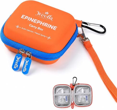 Protective Carry Case for 2 Neffy Epinephrine Nasal Sprays, Blue | Clearly Labeled, Quick Access, Hard Shell Protection, Easy to Wipe Clean, for Allergy Emergencies & Daily Carry in Kuwait
