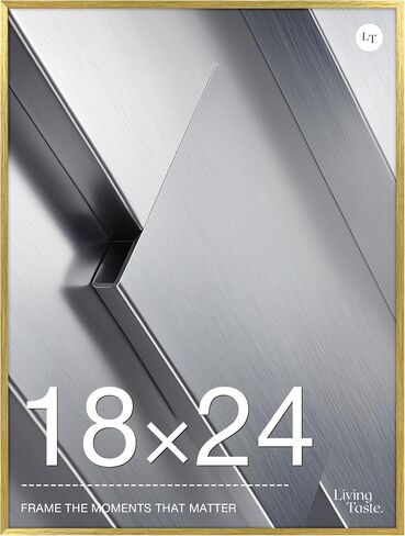 18x24 Gold Aluminum Frame,Brush Gold Metal Poster Frame With Plexi Glass,Picture Frame Display Photo 18x24 For Wall in Kuwait