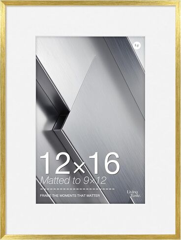 18x24 Gold Aluminum Frame,Brush Gold Metal Poster Frame With Plexi Glass,Picture Frame Display Photo 18x24 For Wall in Kuwait