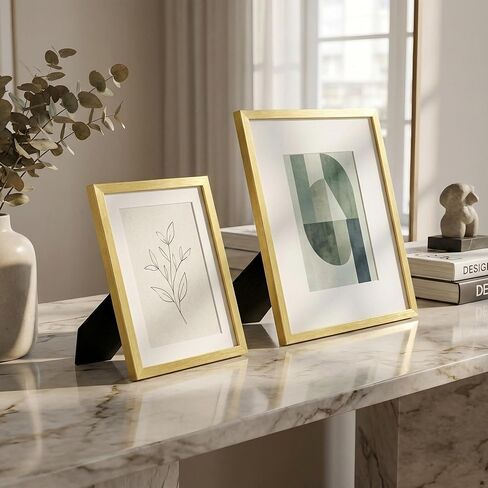 18x24 Gold Aluminum Frame,Brush Gold Metal Poster Frame With Plexi Glass,Picture Frame Display Photo 18x24 For Wall in Kuwait