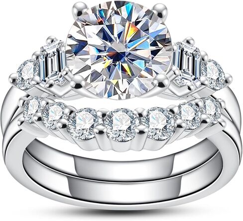 Cubic Zirconia Wedding Ring Set Round/Emerald/Cushion/Oval Cut D Color VVS1 Clarity 5A Grade CZ Engagement Promise Anniversary Rings Bridal Sets for Women in Saudi Arabia
