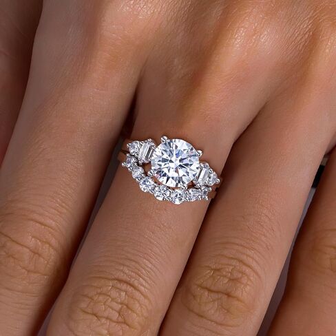 Cubic Zirconia Wedding Ring Set Round/Emerald/Cushion/Oval Cut D Color VVS1 Clarity 5A Grade CZ Engagement Promise Anniversary Rings Bridal Sets for Women in Saudi Arabia