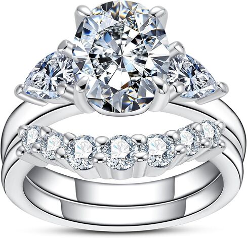 Cubic Zirconia Wedding Ring Set Round/Emerald/Cushion/Oval Cut D Color VVS1 Clarity 5A Grade CZ Engagement Promise Anniversary Rings Bridal Sets for Women in Saudi Arabia