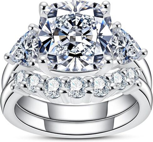 Cubic Zirconia Wedding Ring Set Round/Emerald/Cushion/Oval Cut D Color VVS1 Clarity 5A Grade CZ Engagement Promise Anniversary Rings Bridal Sets for Women in Saudi Arabia