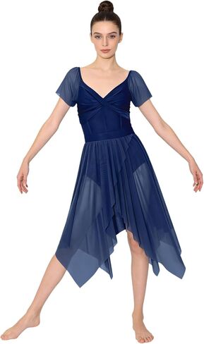 Lyrical Dance Dress for Women Elegant Flutter Sleeve Modern Contemporary Dance Costumes U-Back in Saudi Arabia