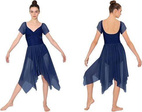 Lyrical Dance Dress for Women Elegant Flutter Sleeve Modern Contemporary Dance Costumes U-Back in Saudi Arabia