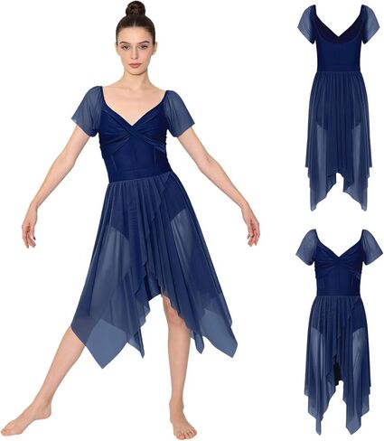 Lyrical Dance Dress for Women Elegant Flutter Sleeve Modern Contemporary Dance Costumes U-Back in Saudi Arabia